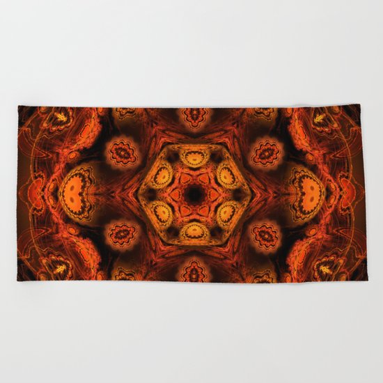 Burning jellyfish kaleidoscope Beach Towel