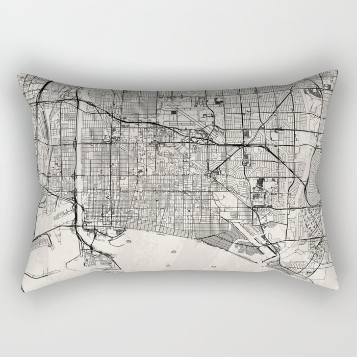 Long Beach USA. Artistic Map Rectangular Pillow