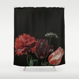 Jan Davidsz. de Heem - Still Life with Flowers in a Glass Vase, Detail  Shower Curtain