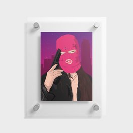 Ski Mask Gangster Girl pink Floating Acrylic Print
