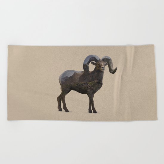 The Rocky Mountain Bighorn Sheep Beach Towel