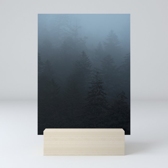 Blue Trees in Fog Great Smoky Mountains Mini Art Print