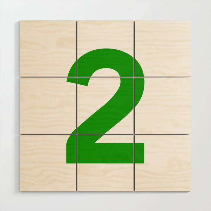Number 2 (Green & White) Wood Wall Art