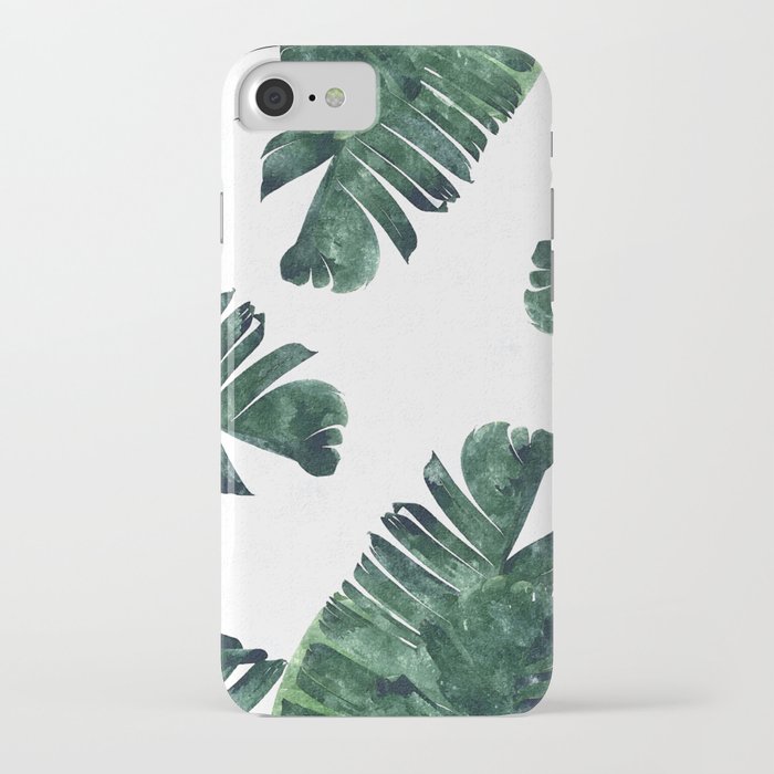 Banana Leaf Watercolor Painting, Tropical Nature Botanical Palm Illustration Bohemian Minimal Luxe iPhone Case