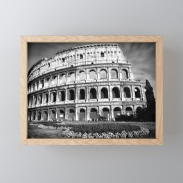Black and White Colosseum Framed Mini Art Print