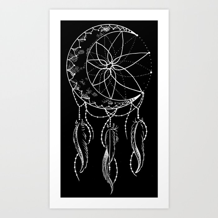 White Moon Dream Catcher, Dream Catcher Wall Hanging, Moon Phases