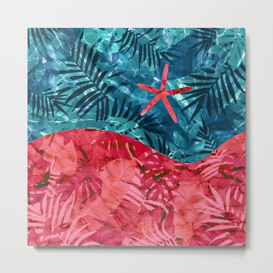 Summer Beach Tropical Pattern Metal Print