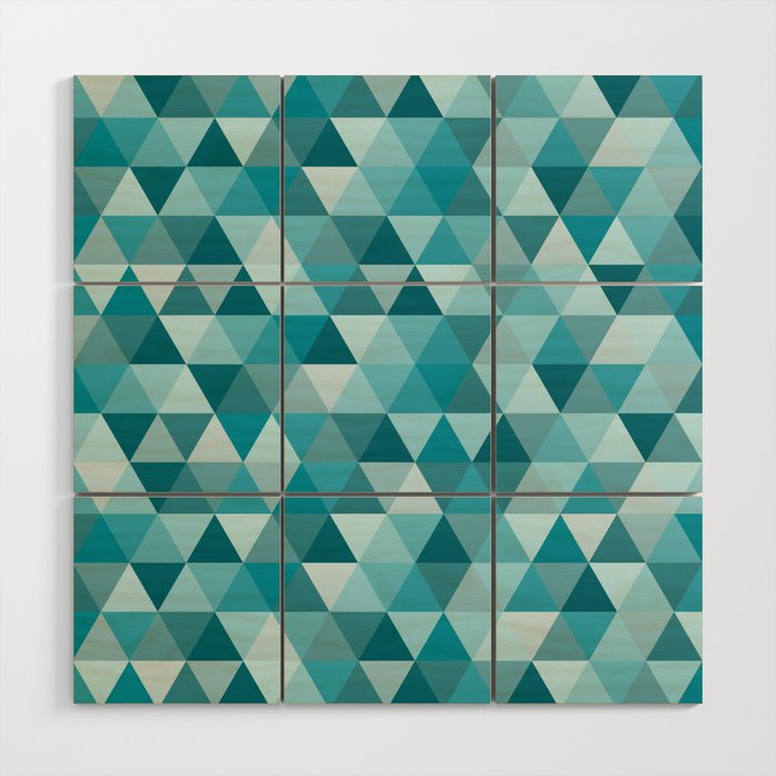 Geometric in Peacock Blue Wood Wall Art