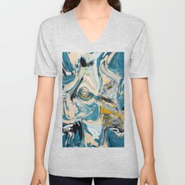 Tide Pool: a blue, yellow, and peach abstract painting by Alyssa Hamilton Art V Neck T Shirt