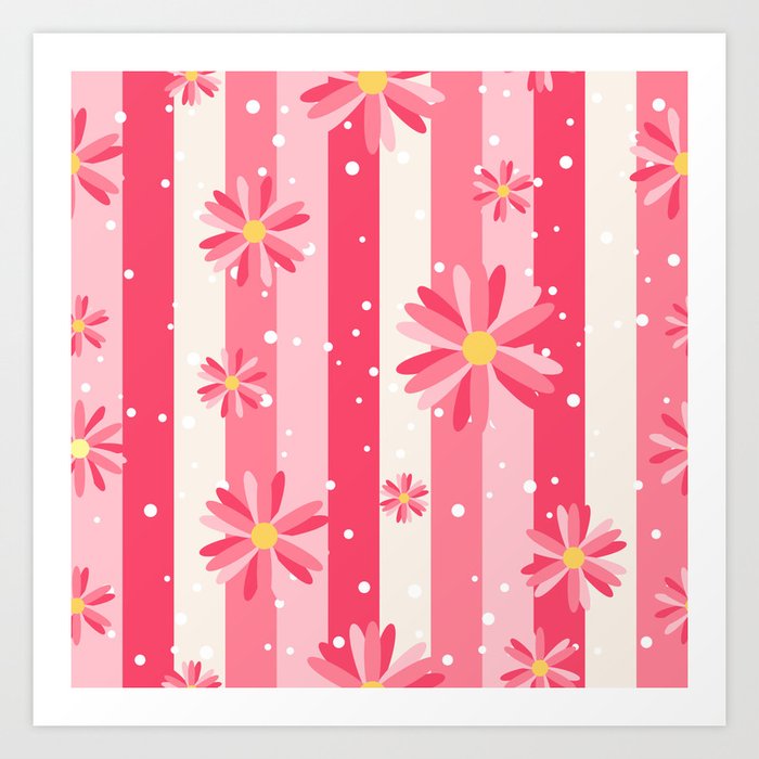 Flowers and Stripes Art Print