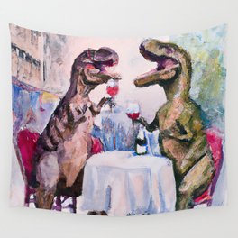 T-Rex couple date night Wall Tapestry