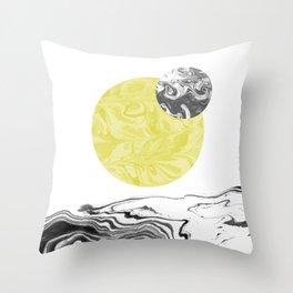 Tomo - spilled ink abstract space sun moon earth swirl marble painting dorm college trendy art Throw Pillow