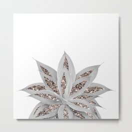 Gray Agave with Rose Gold Glitter #3 #shiny #tropical #decor #art #society6 Metal Print | Photo, Wallart, Black And White, Succulent, Minimal, Color, Flowering Plant, Rose Gold Glitter, Glitter Agave, Collage 