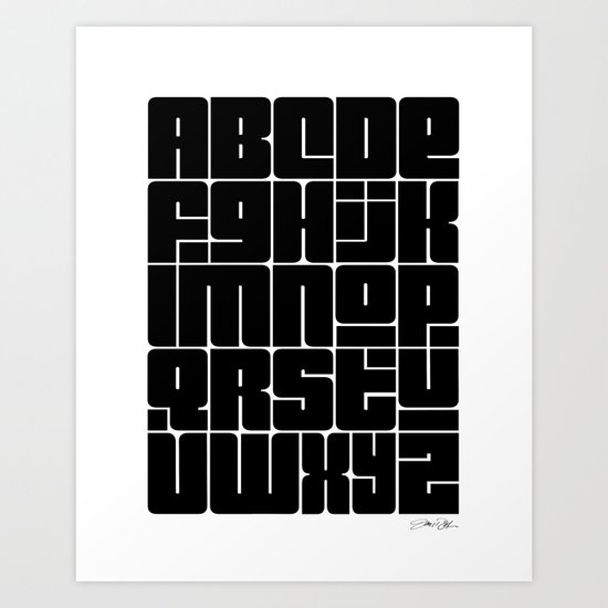 Alphabet Black Art Print