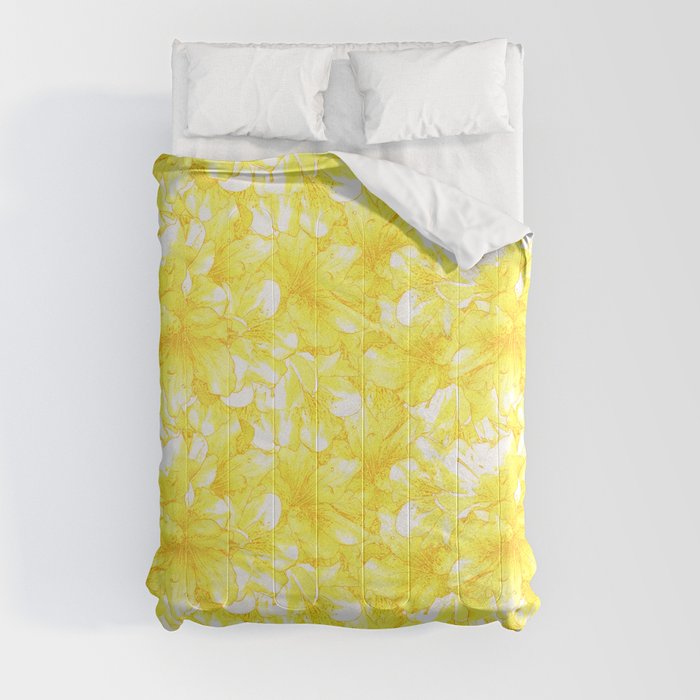 lemonade yellow floral azalea flowering flower bouquet pattern Comforter