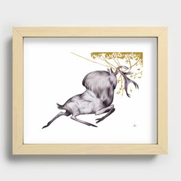 The Stag & His Reflection Recessed Framed Print