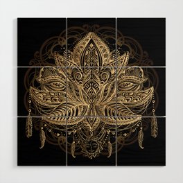 Lotus Black & Gold Wood Wall Art