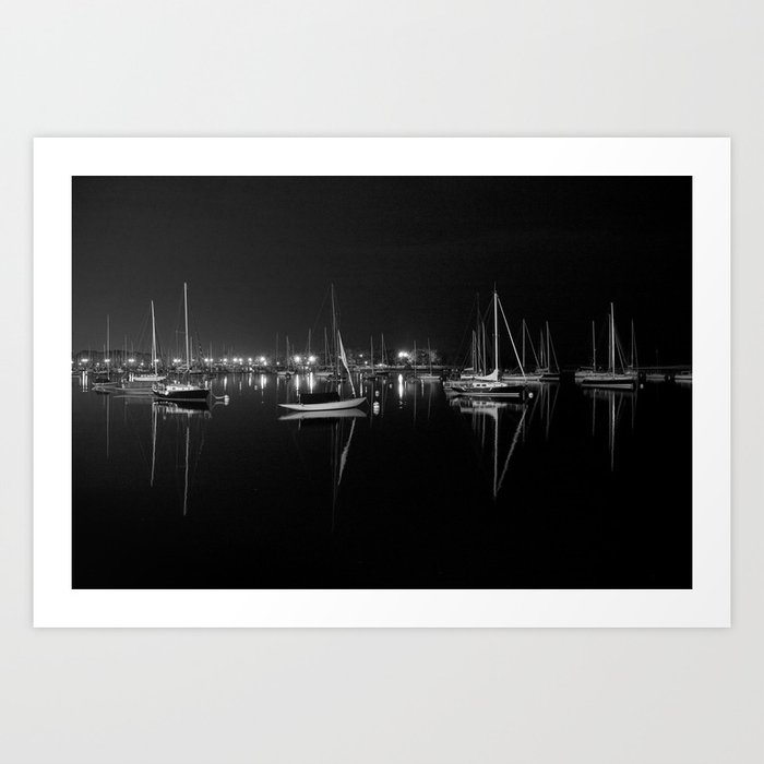 Harbor at Night Art Print