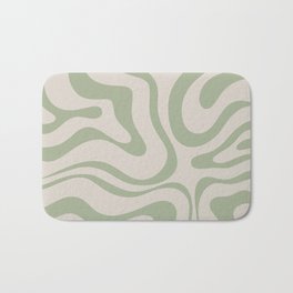 Liquid Swirl Abstract Pattern in Almond and Sage Green Bath Mat