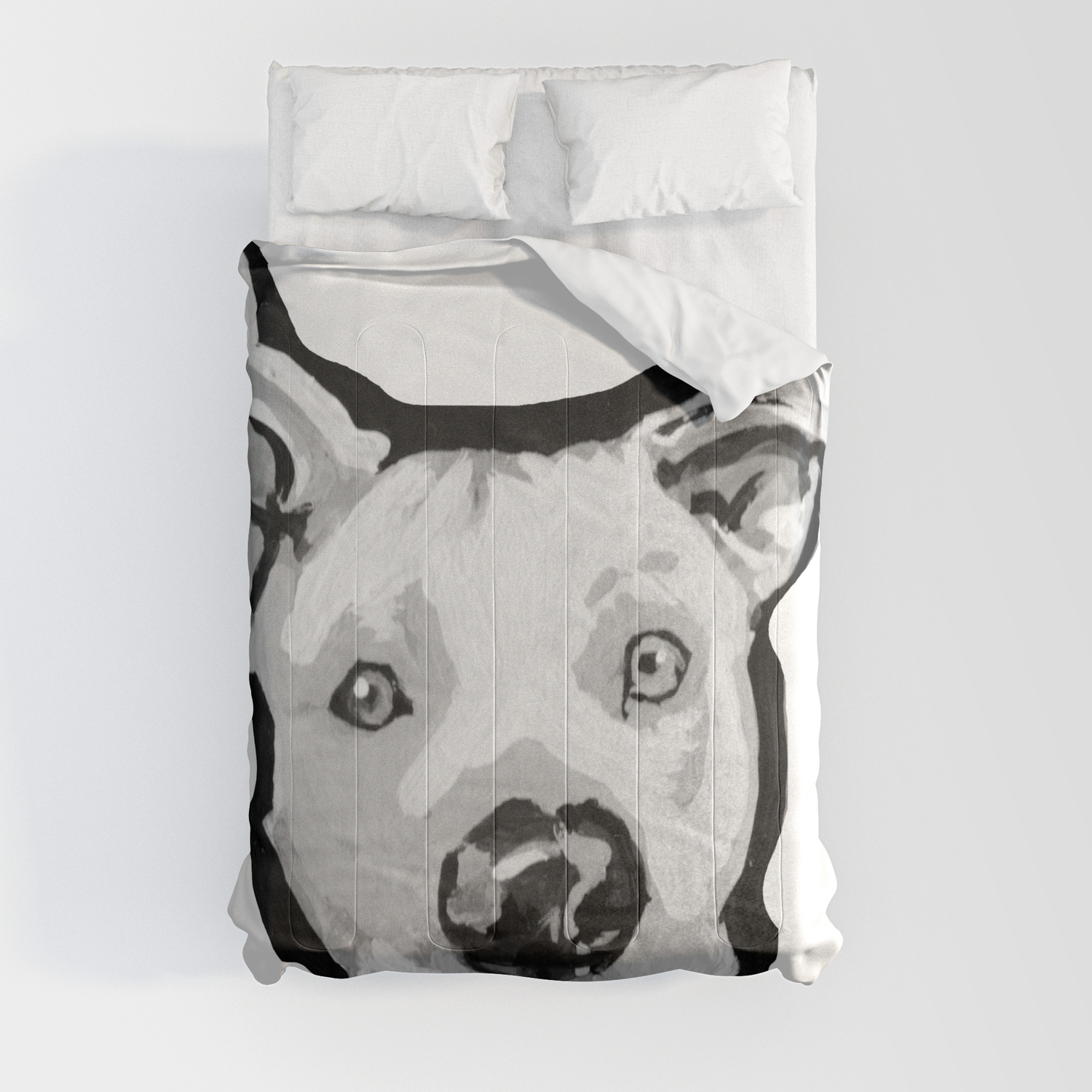 rescue me pit bull pitbull dog pop art black and white painting by lea comforters by wilddogs