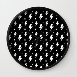 Lightning Bolt Pattern (white/black) Wall Clock