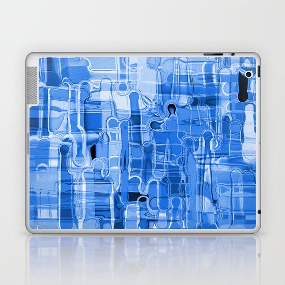 Modern Abstract Digital Paint Strokes in Cobalt Blue Laptop & iPad Skin