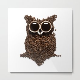 Coffee Owl Metal Print | Coffee, Collage, Awake, Cups, Mocca, Mocha, Owl, Digitalmanipulation, Photo, Funny 