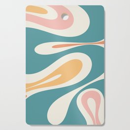 Mellow Flow Retro 60s 70s Abstract Pattern Teal Blush Mustard Cream Cutting Board