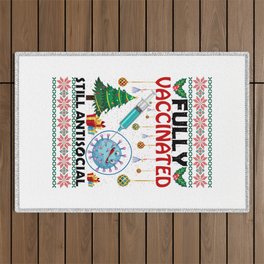Fully Vaccinated Still Antisocial Christmas Outdoor Rug