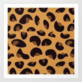 Abstract Seamless Leopard Print Pattern - Licorice and Jasper Orange Art Print