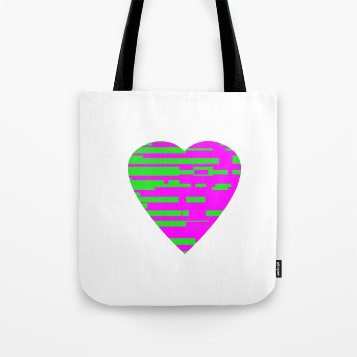 Glitching Hearts — Pink and Green Tote Bag