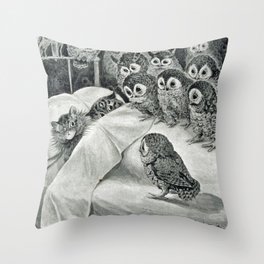 Louis Wain Cat Nightmare Owl Bird Throw Pillow