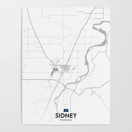 Sidney, Montana, United States - Light City Map Poster