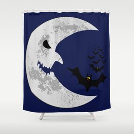 Halloween scary moon and bats Shower Curtain