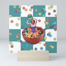 Cereal Bathing Beauty Pattern (blue) Mini Art Print