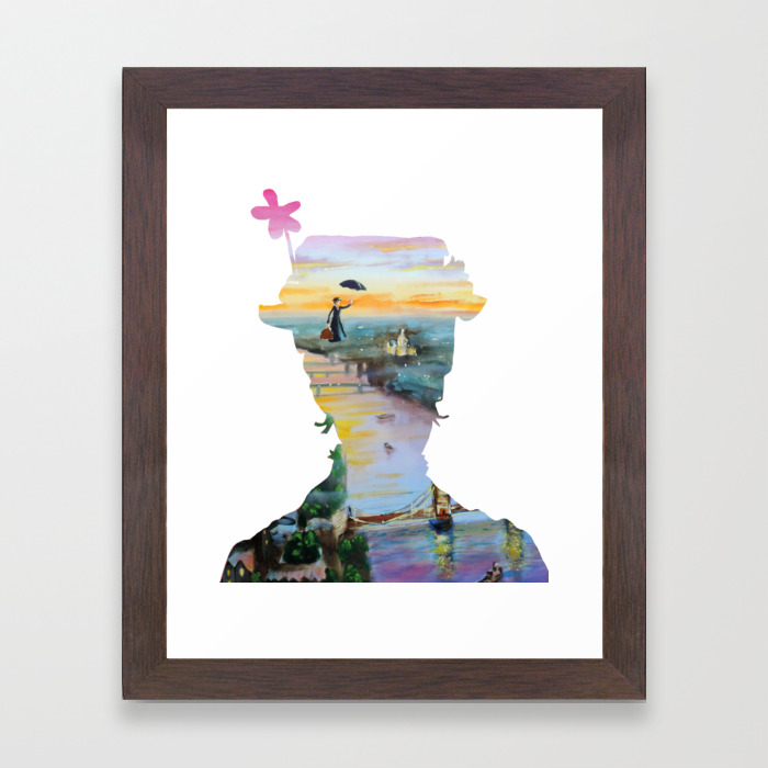 Mary Poppins Flying Above London Framed Art Print By Gordonbruce