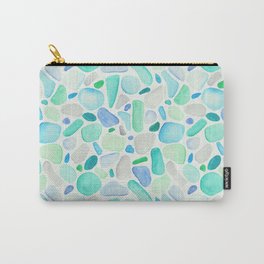 Sea Glass Mosaic Carry-All Pouch | Green, Beach, Shore, Painting, Ocean, Pattern, Seaglass, Mosaic, Blue, Watercolor 