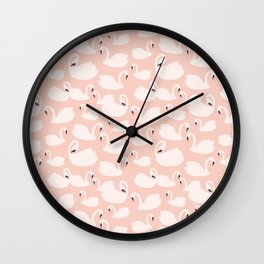 Blush Pink Swans Wall Clock