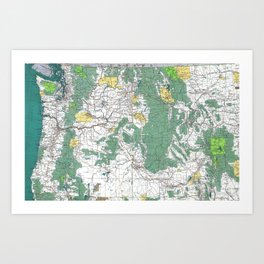 Pacific Northwest Map Art Print