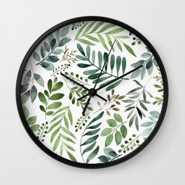 Botanical leaves -Watercolor   Wall Clock
