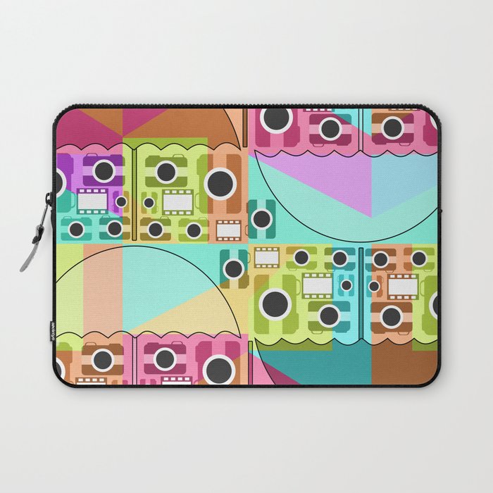 Camera pattern with colorful umbrellas Laptop Sleeve