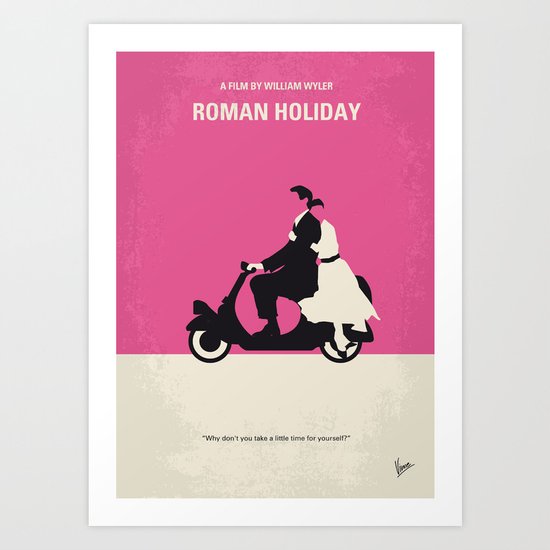 No205 My Roman Holiday minimal movie poster Art Print