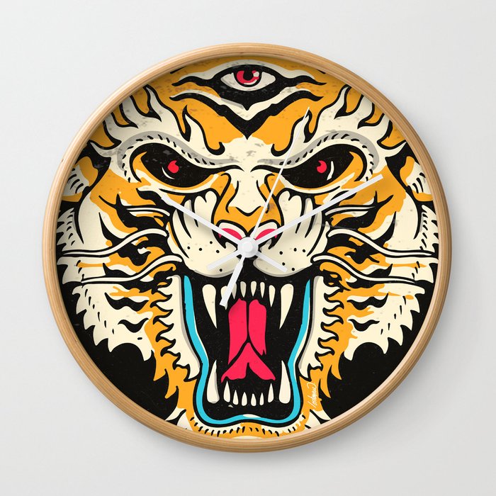 Tiger 3 Eyes Wall Clock