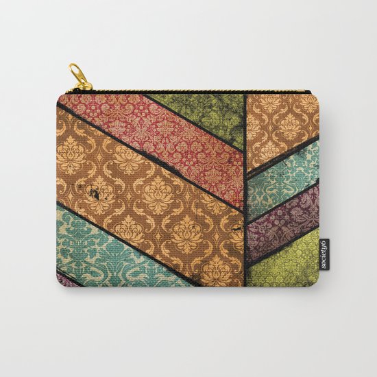 Vintage Material Chevron Carry-All Pouch