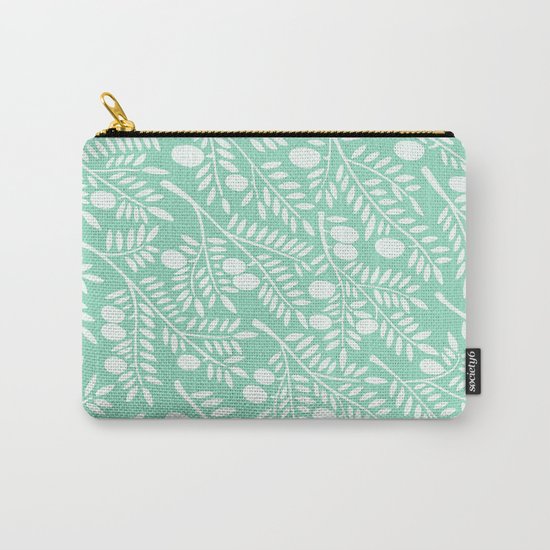 Mint Olive Branches Carry-All Pouch