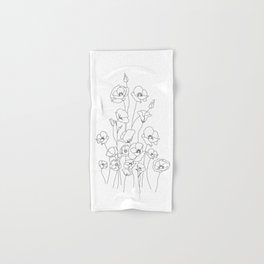 Poppy Flowers Line Art Hand & Bath Towel