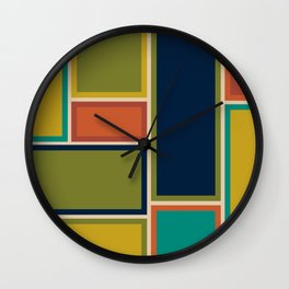 Modular Midcentury Modern Geometric Pattern in Retro Mid Mod Colors Wall Clock