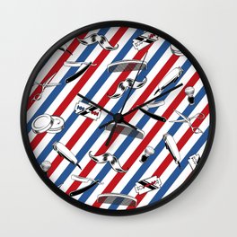 Barber Shop Pattern Wall Clock