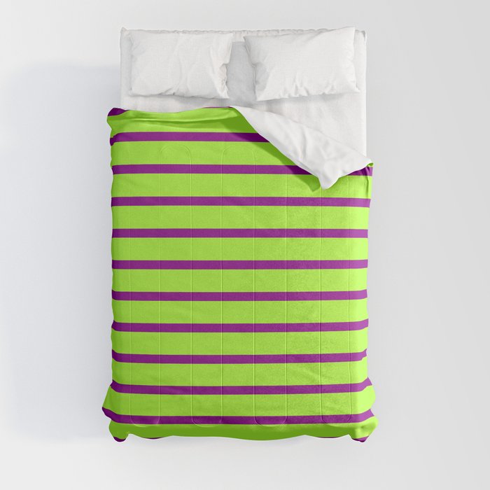 Light Green & Dark Magenta Striped/Lined Pattern Comforter