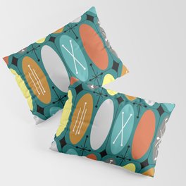 Atomic Era Ovals In Rows Teal Colorful Pillow Sham